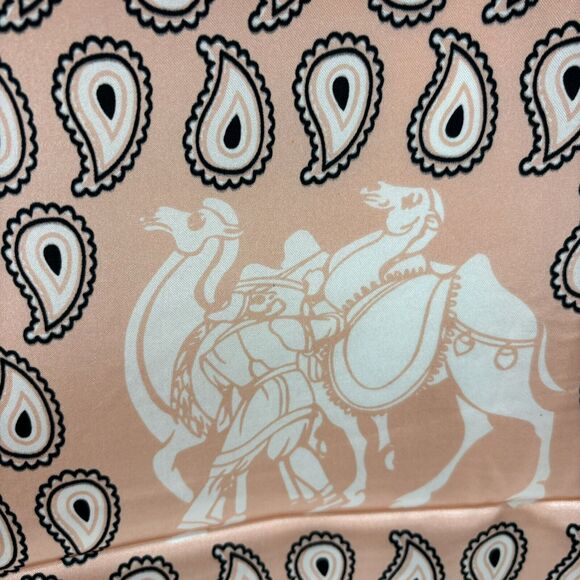 Scarf Bright Orange Black Polyester Elephant Ship Camel Paisley Neckerchief Wrap - Picture 6 of 13